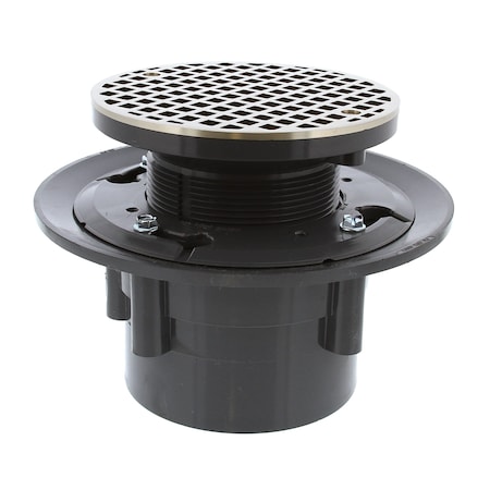 Jones Stephens 4in LevelBest Complete Heavy Duty Drain System, 3-1/2in Plastic Spud, 6in Nickel Bronze Strainer D50479